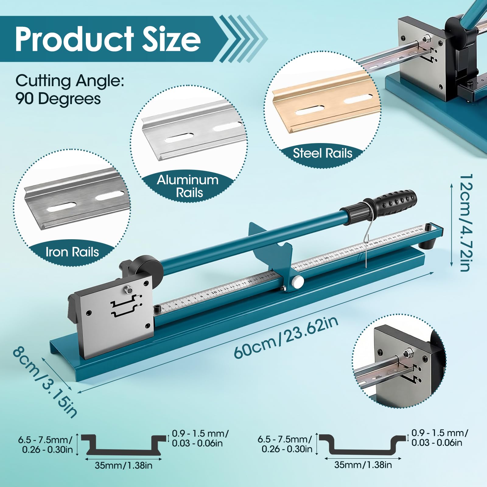 Taglierina Per Rotaie, Taglierina Guide Din A Doppia Scanalatura Utensile Manuale Il Taglio Guide Din Con Righello Misurazione Guide In Acciaio/Alluminio/Ferro 35Mm Strumento Taglio Piastre Canaline