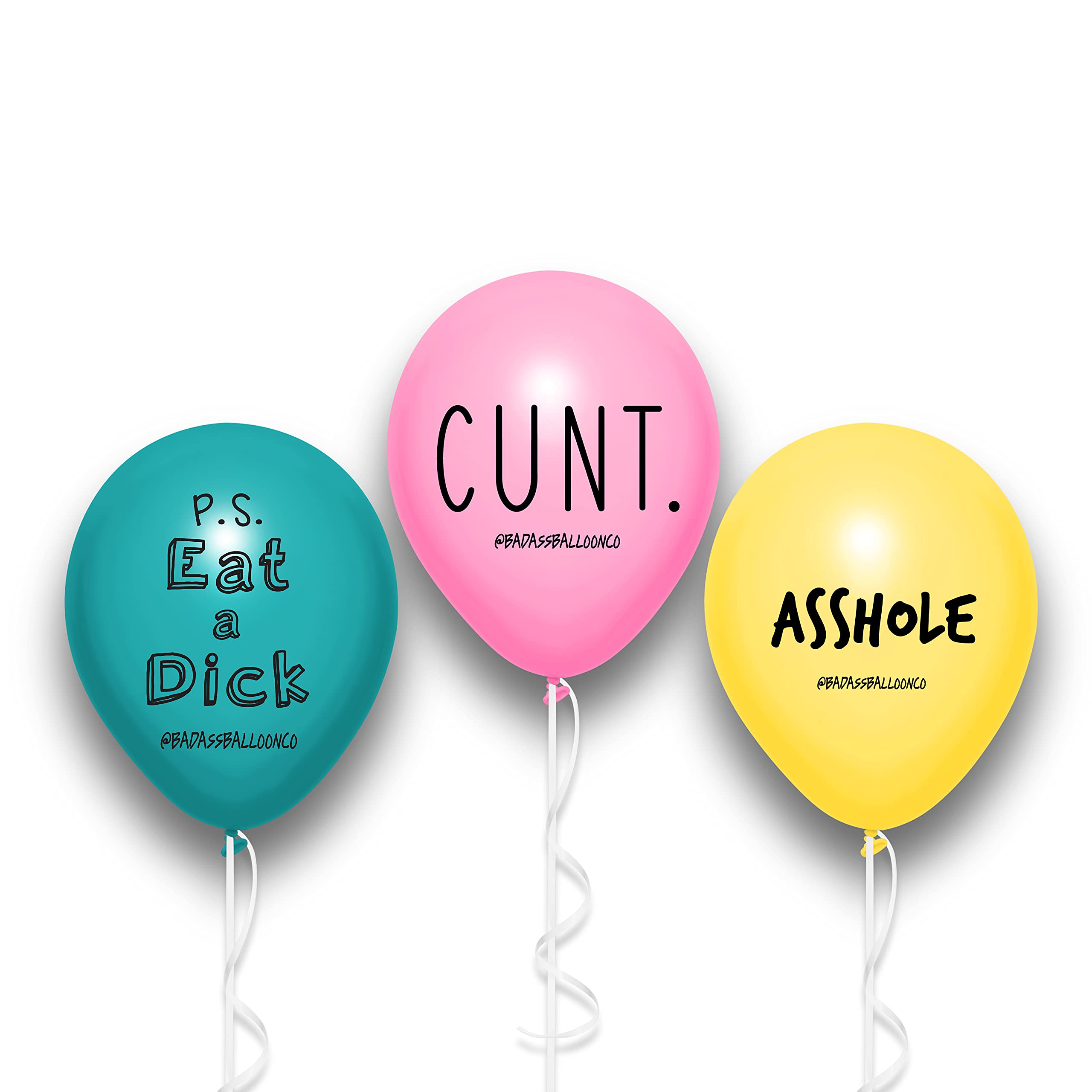 BADASS BALLOONS® Rude Abusive Funny Swear Word Adult Balloons (12-pack in assorted colors) Insulting Over the Hill Birthday