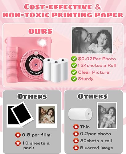 Miniatura 6 de Cámara de impresión instantánea para niños, cámara digital HD 1080P para niños pequeños, tarjeta SD de 32 G, perfecta para niñas y niños de 3 a 11