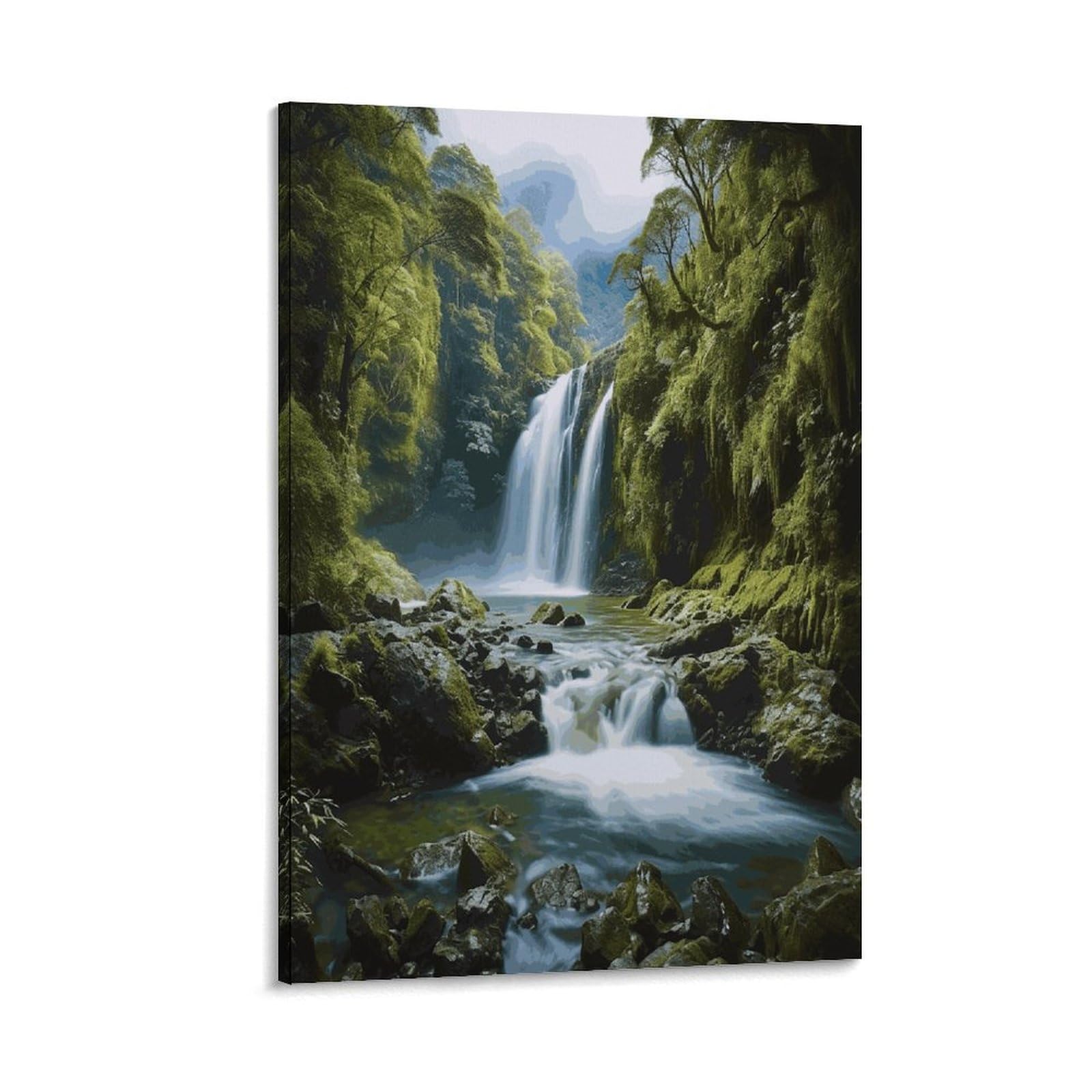 Waterfall Landscape Painting Canvas Wall Art Prints Hangable Decor Painting for Wall Prints Painting Artwork Modern Decorative Artwork Ready to Hang Wall Pictures for Home Decor 24x36inch(60x90cm)