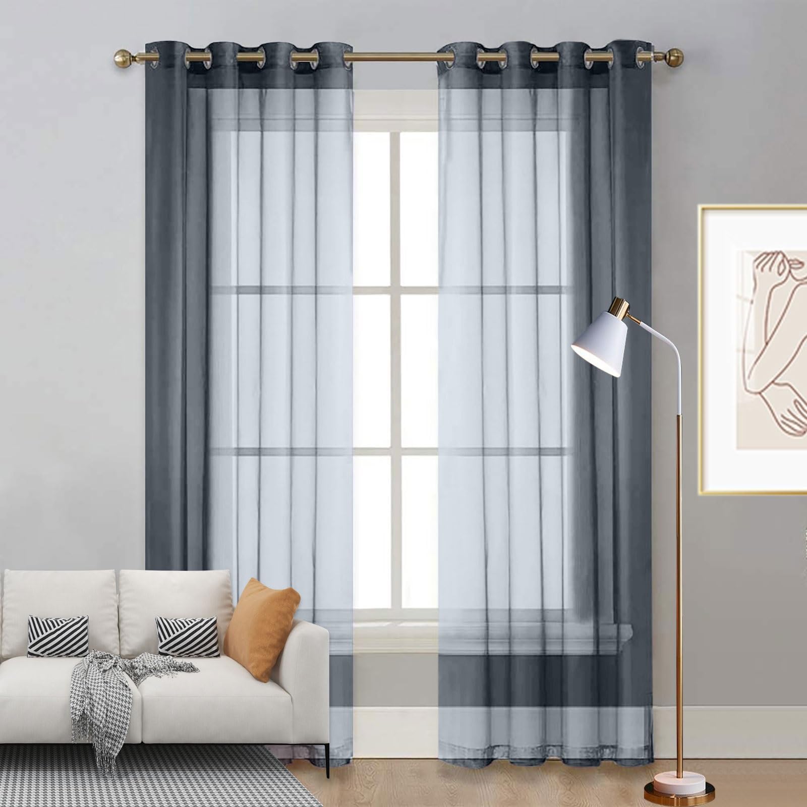 Rideau court isolation lumière gris contre la décoloration UV