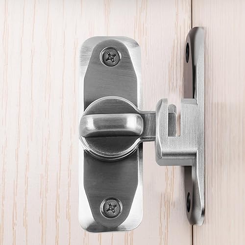 Miniatura 3 de Pestillo plateado para puerta de granero de 90180 grados, cerradura de seguridad mejorada, 2 piezas de aleación de zinc que protegen la privacidad