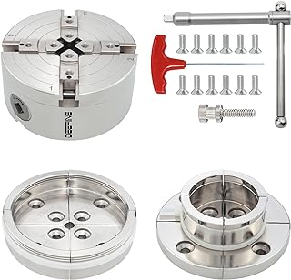 4 Inch Wood Lathe Chuck Set 1-1/4"- 8 tpi thread, Nickel Plated Self Centering 4 Jaw Wood Turning Chuck set (2PCS jaws)