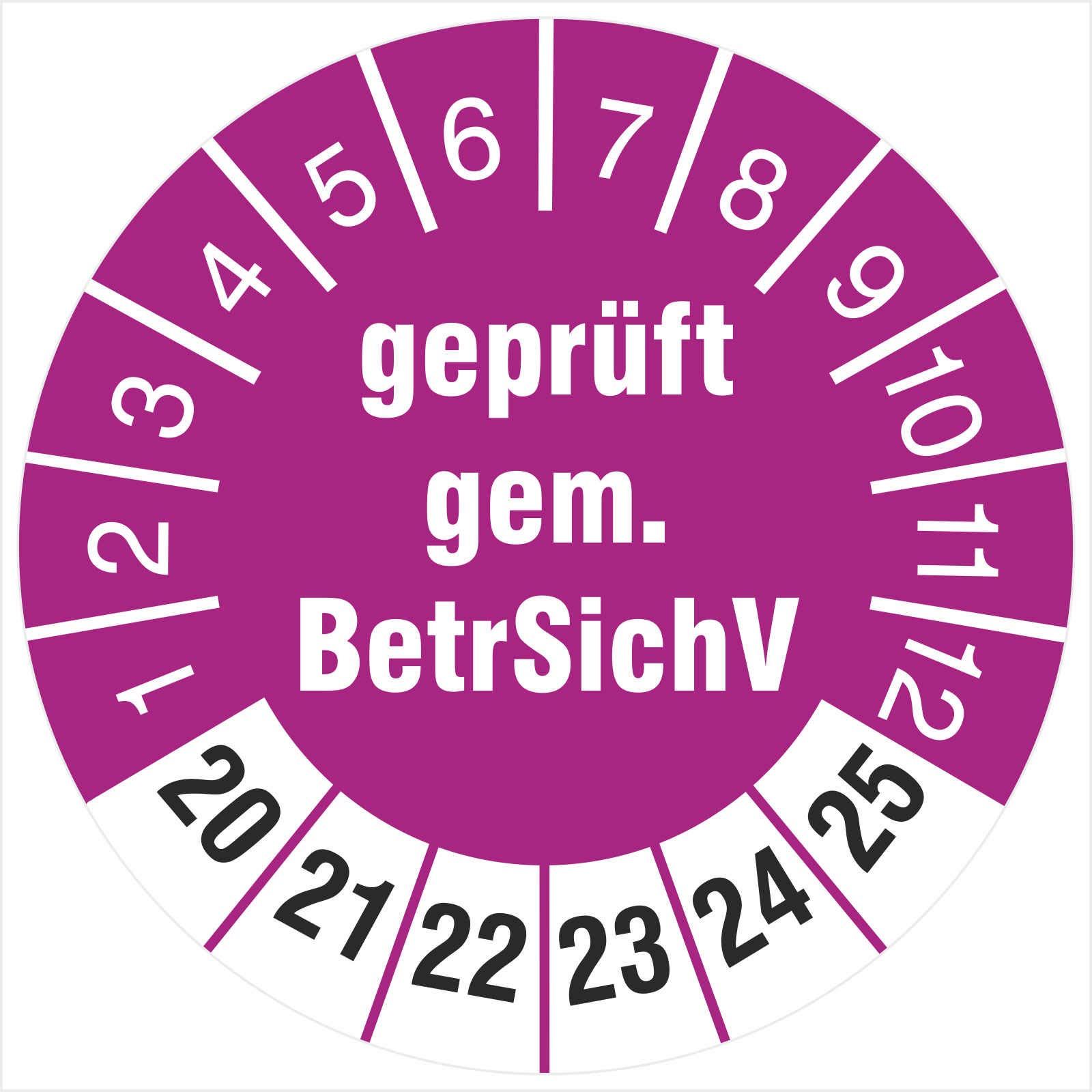 500 Prüfetiketten geprüft gemäß BetrSichV 2020-2025 Prüfplakette 30 mm
