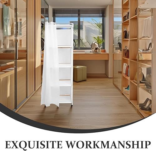 Miniatura 9 de Toyvian Portable Freestanding Small Closet with Curtain Multi-Layer Wardrobe Cabinet for Bedroom Storage Dustproof Organizer with Stable