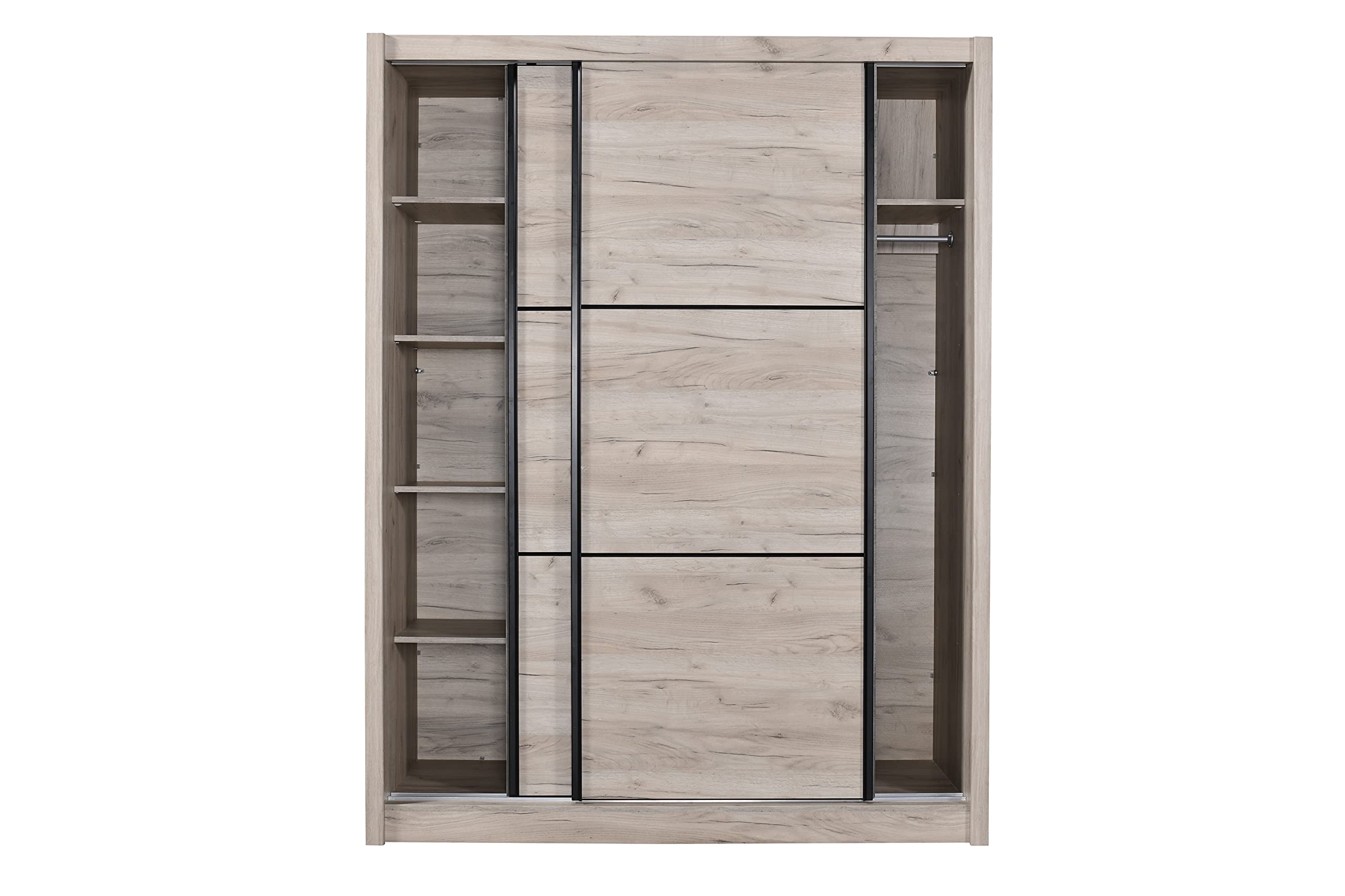 Arredo Stock Armadio 2 ante scorrevoli rifinito effetto quercia, 166x60x215 cm