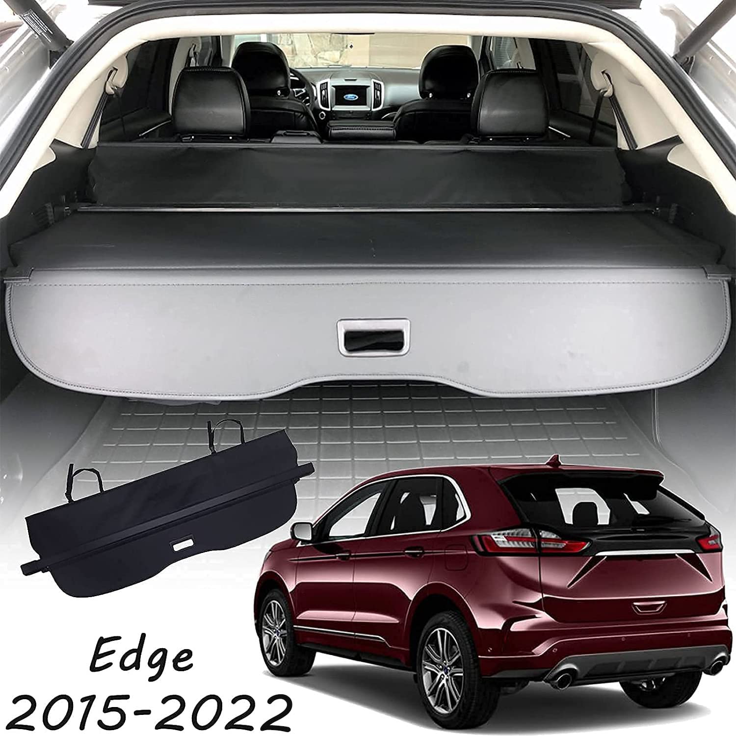 CARORMOKERetractable Cargo Cover Trunk Cover Black Compatible with 2015-2021 Ford Edge(Upgrade Version : Including a Small Flap)