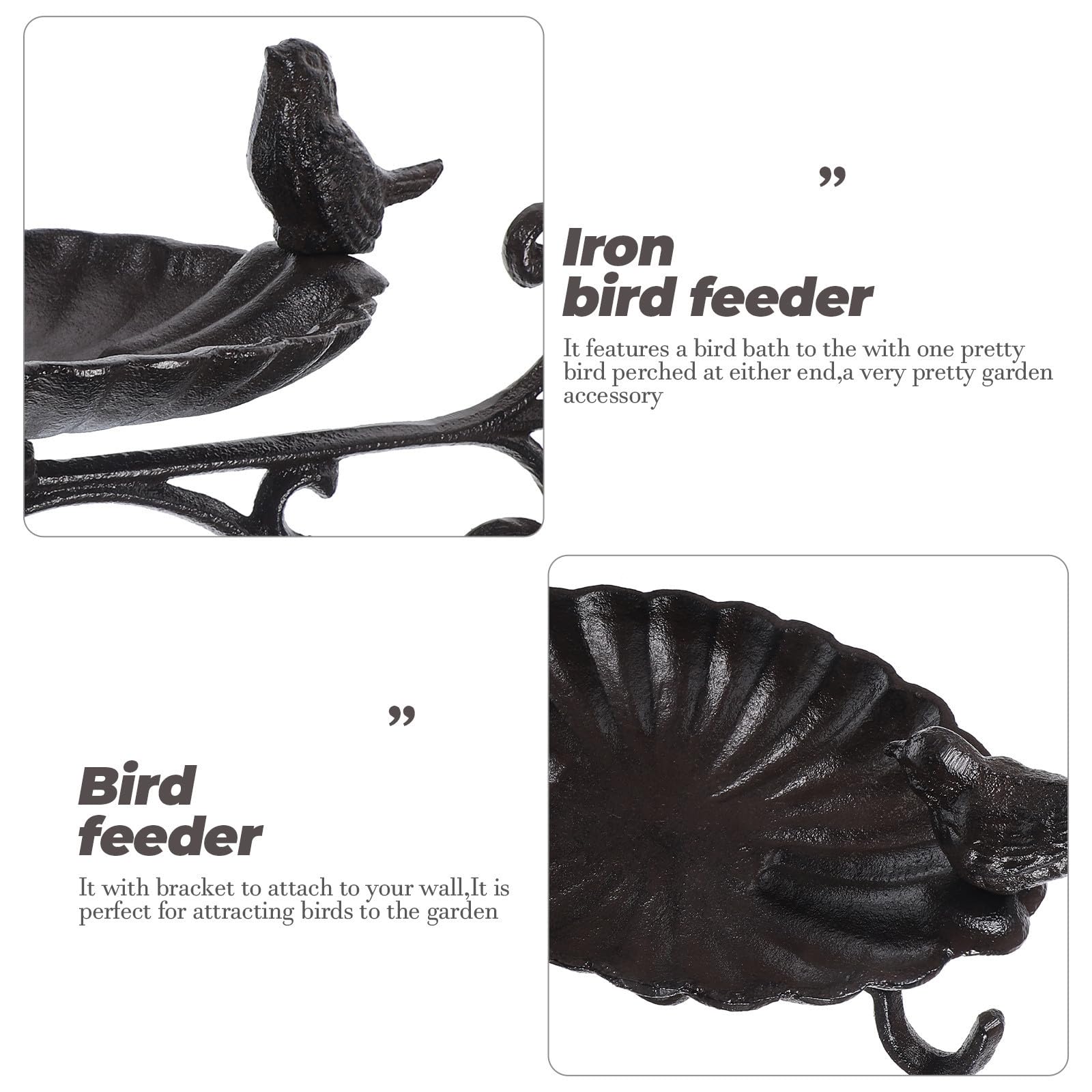 Gancio da Parete in Ferro Nero per Mangiatoio Uccelli, Staffa Resistente per Uso Esterno, per Giardino e Cesti Appesi Decorativi