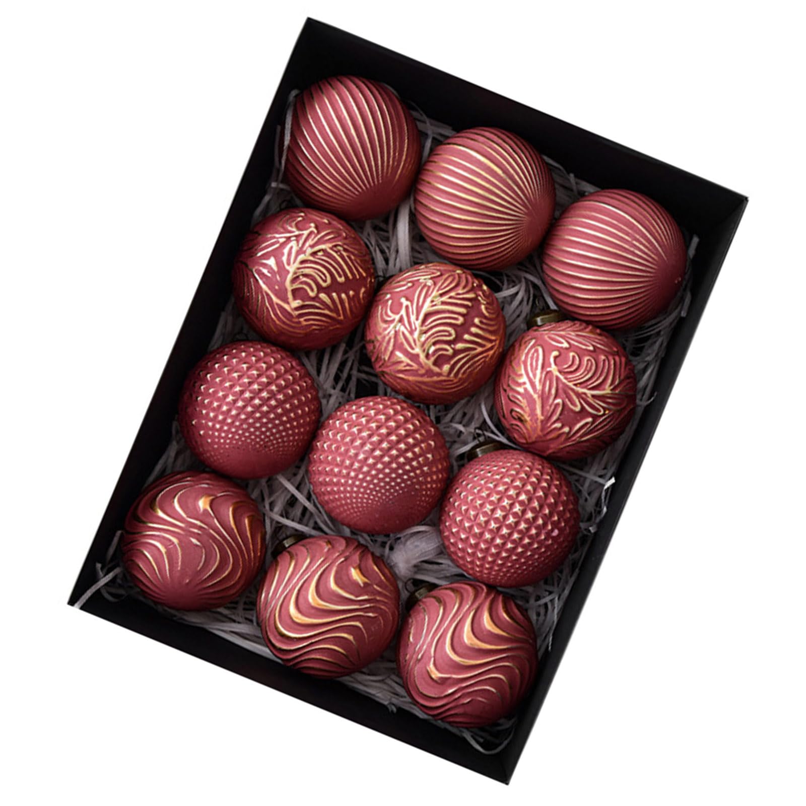 12Pcs Glittering Christmas Ball Baubles Ornament Shatterproof Christmas Tree Hangings Decorations for Winter Holiday Ornament