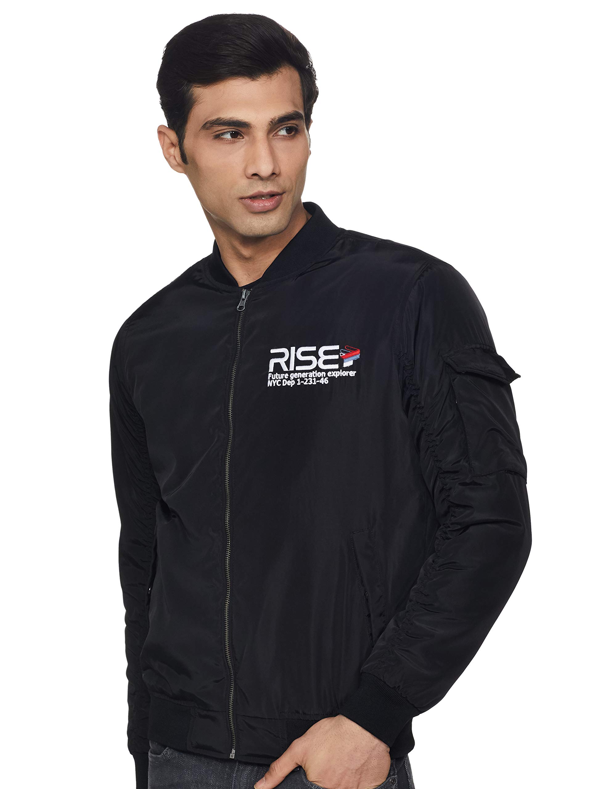 max Polyester Men's Typographic Print Padded Short Length Bomber Jacket-picture-20