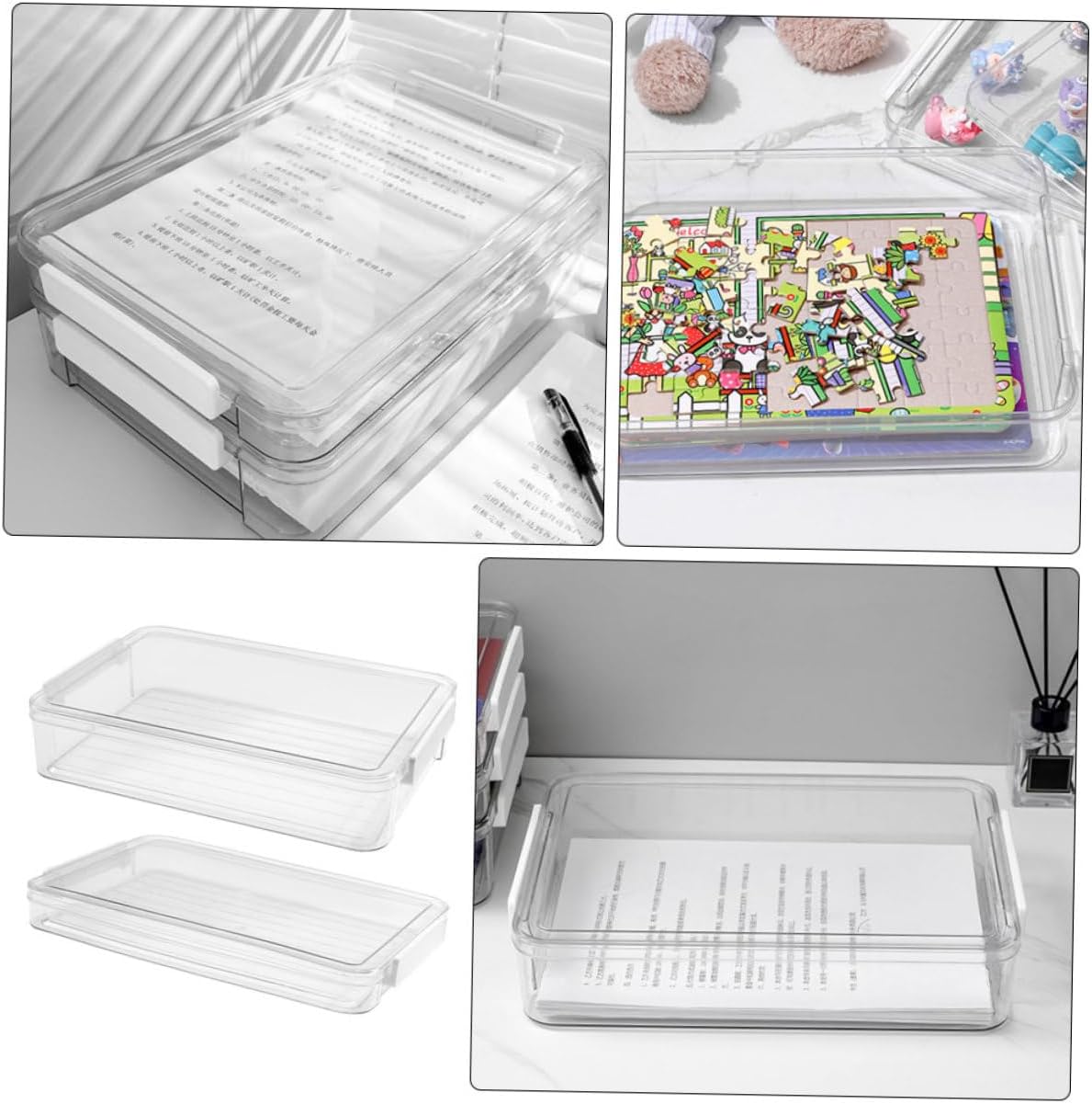 2pcs Document Organizer Case Desktop Storage Box for Office Supplies Files and Certificates Pet Material for Neat and Orderly Workspace