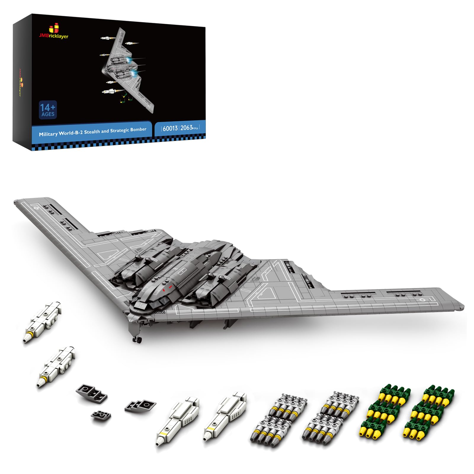 JMBricklayer Military Bomber Plane Building Blocks Set for Adults 60013 B2 Fighter Jet Airplane Model