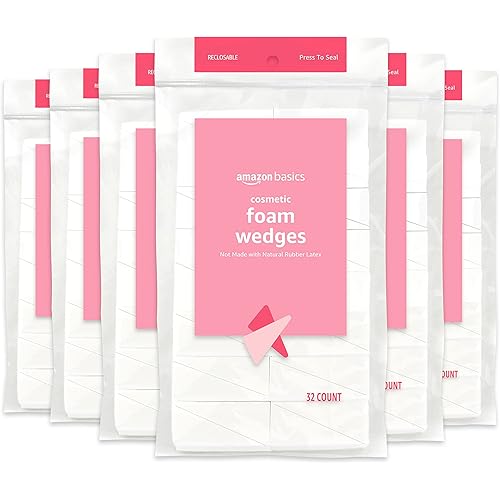 Amazon Basics Cosmetic Rectangular Foam Wedges, 192 Count (6 Packs of 32), White (Previously Solimo)