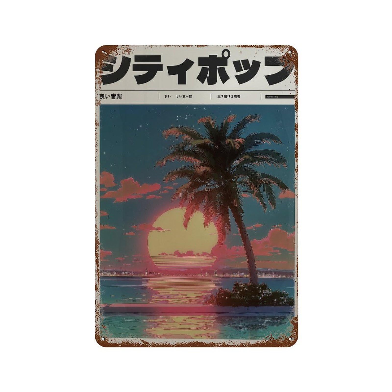 xiaoxiaoshen Sunset Palm Tree. Y2k Indie Wall Decor Art Metal Tin Poster Modern Home Decor Art Home Bar Shop Decorations Vintage Sign 30x20cm