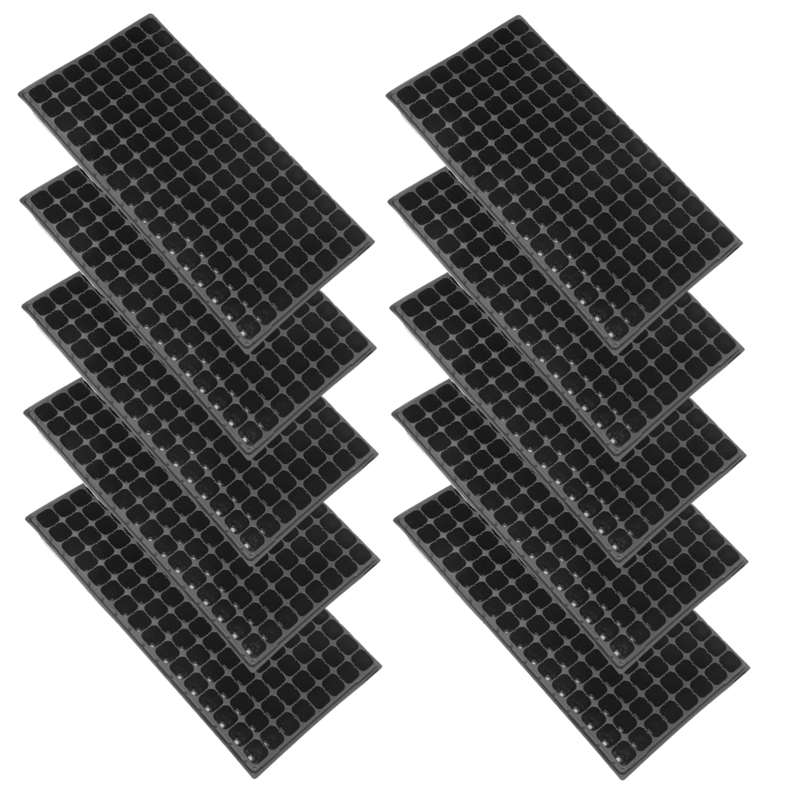 HANABASS Plaque pour Semis PVC Noir 10 Pièces, Plateau de Germination 128 Alvéoles, Drainage et Aération pour Pépinière, Jardinage Maison
