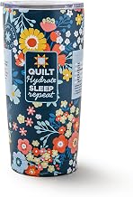 Missouri Star Floral Insulated Tumbler - Quilt Hydrate Sleep Repeat Gift for Quilters - Dishwasher Safe, 20oz