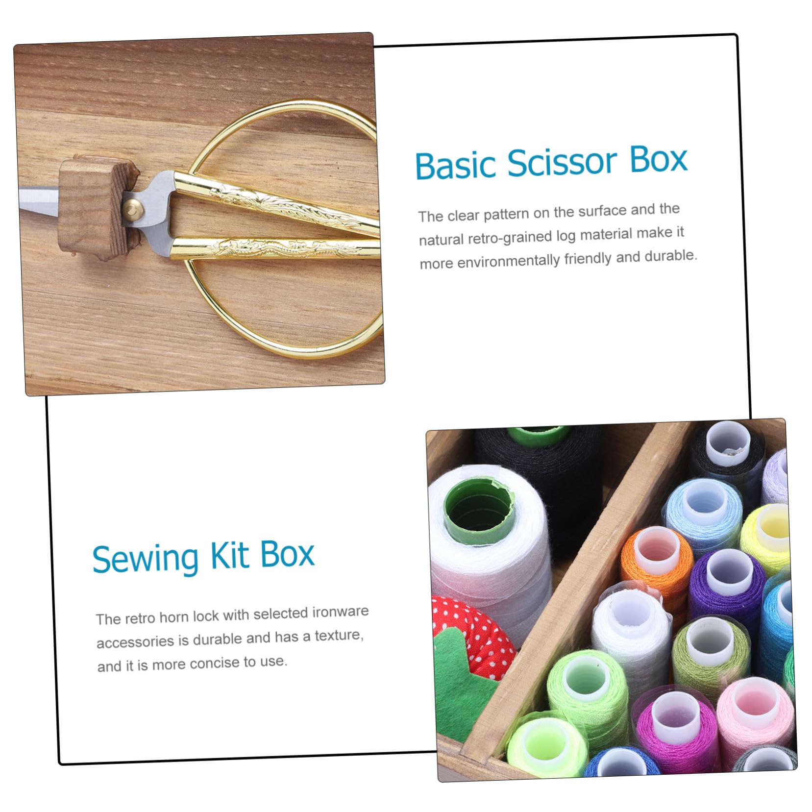 PLAFOPE Caja de Madera Vintage para Costura Gran Capacidad, Almacenamiento Ecológico para Agujas, Hilos y Tijeras en Kit de Costura DIY