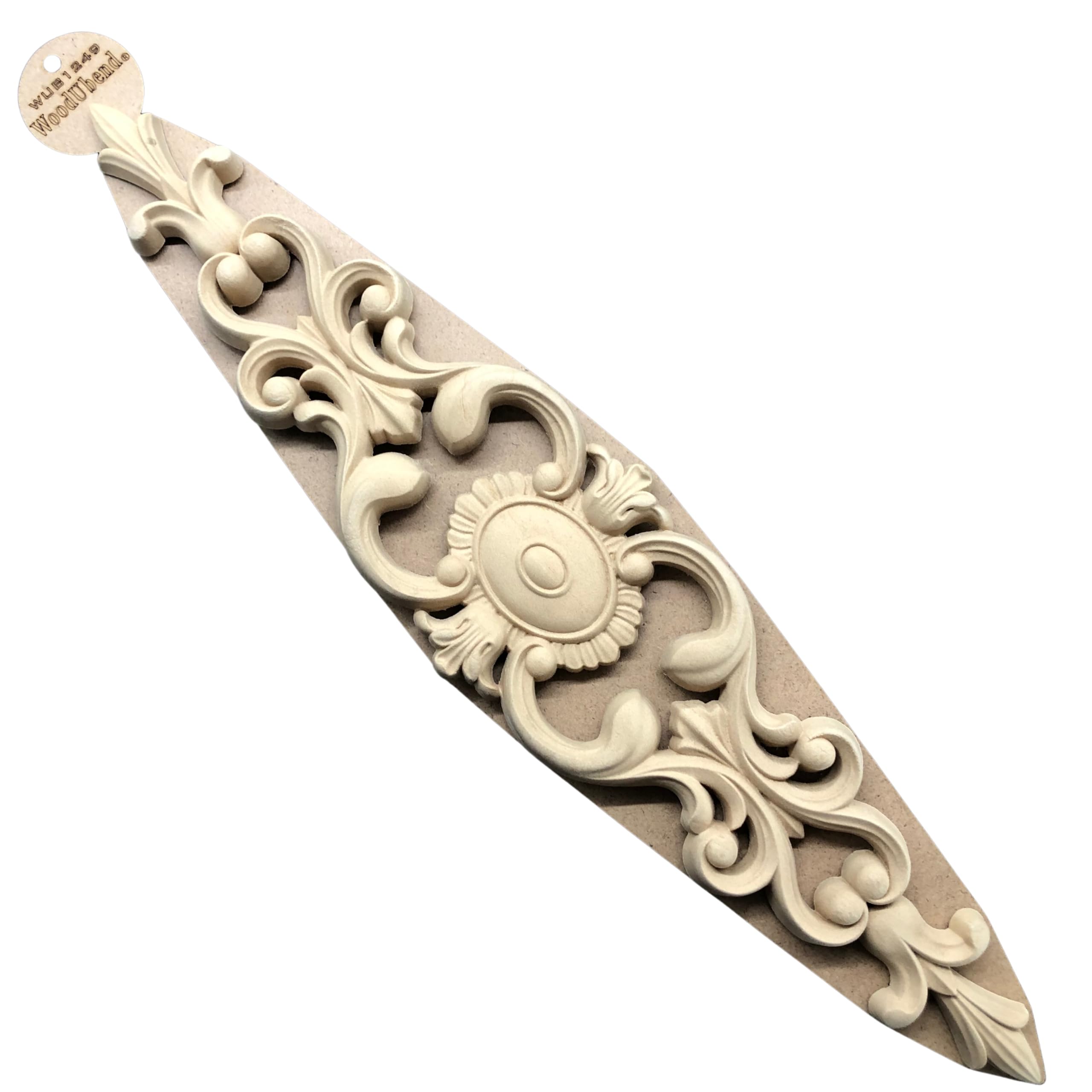 WoodUbend WUB1249 Pediment Applique - Heat Bendable & Flexible Wood Onlays 13x61.5cm - DIY Craft, Furniture & Home Decor - Easy to Apply & Paint -