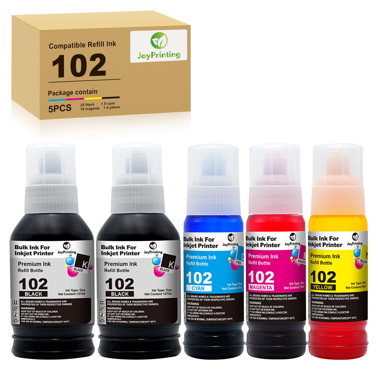  102 Multipack Kompatibel für Epson Druckerpatronen Refill Tinte EcoTank ET-2700 ET-2750 ET-2751 et al.
| Kompatibel 102