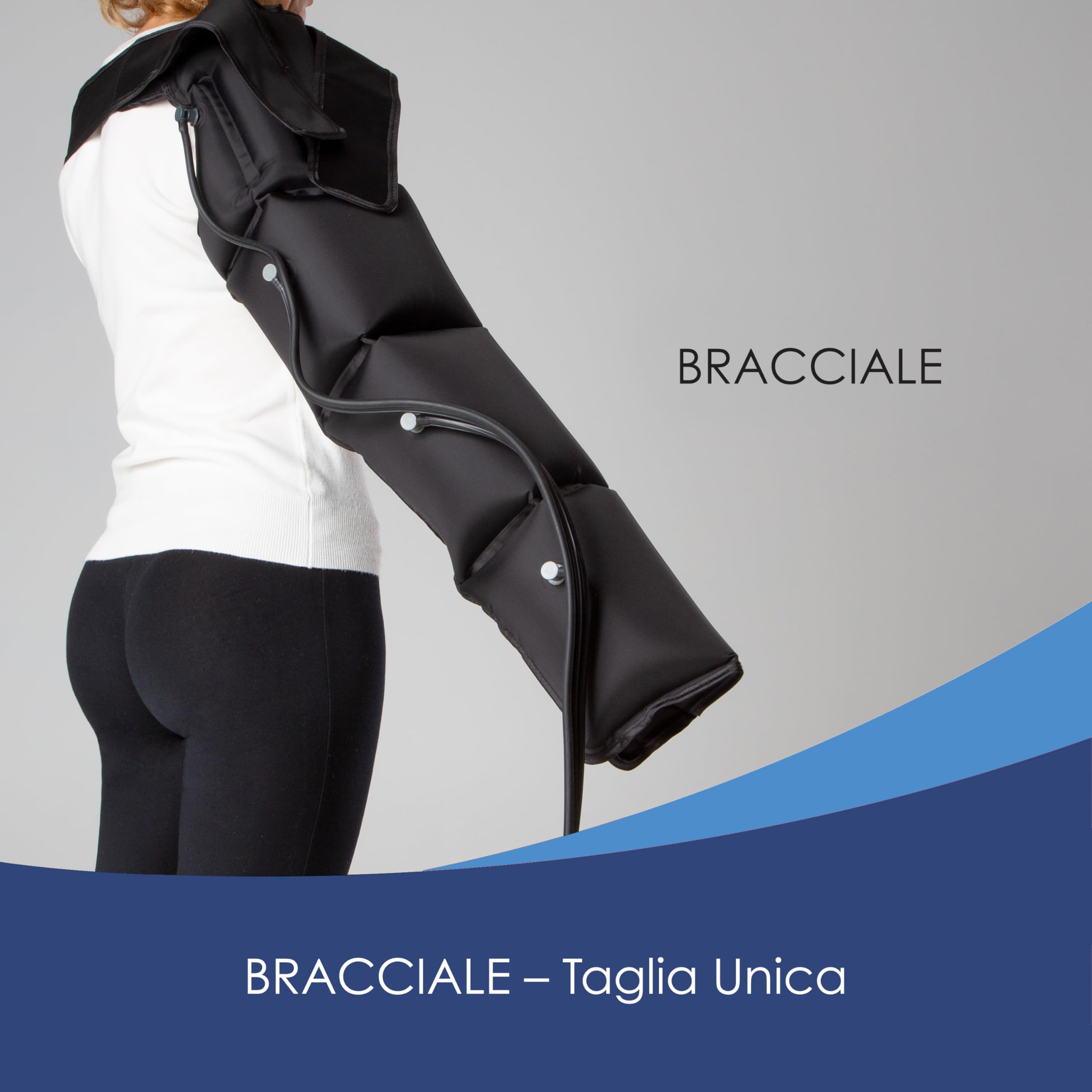 Dinamicamed ®Premium 4.0 Pressoterapia Linfodrenaggio Professionale Manuale Compact, Pressoterapia per Casa, Massaggio Linfodrenante a 4 Camere d'Aria con Gambali XL e Bracciale