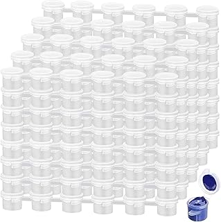 600 PCS Empty Paint Pots 3ml / 0.1oz Paint Pots with lids 100 Strips, Clear Plastic Painting Cups Strips Bulk for Schools Classrooms Art Paintings Festivals