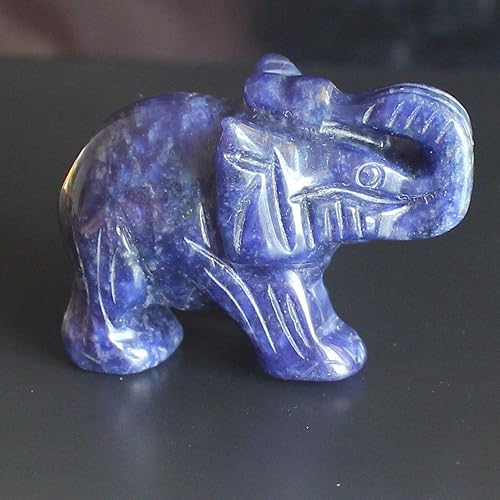 Figura de elefante de cristal tallada a mano de 20in sodalita