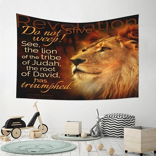 Miniatura 6 de Tapiz de león de la tribu de Judá para colgar en la pared, decoración de las escrituras religiosas de león africano, tapiz de pared de león