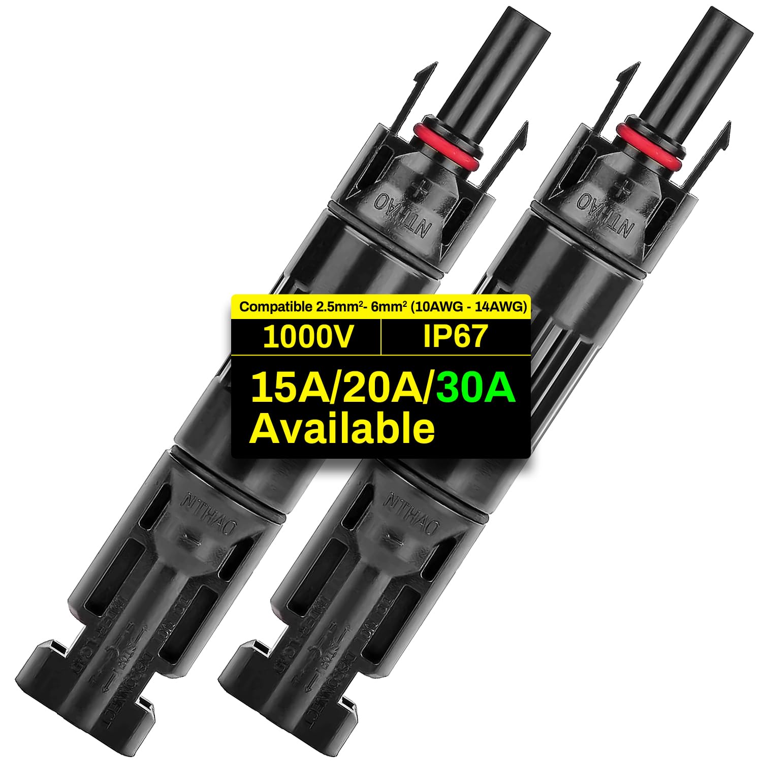 2 Pezzi 30A Diodi per Connettore Pannelli Solare 15A/20A/30A 1000 V Diodi di Blocco Fotovoltaico Diodo Antiriflusso evitare effetto hot spot IP67 per Centrale fotovoltaica PV DIY Cavo