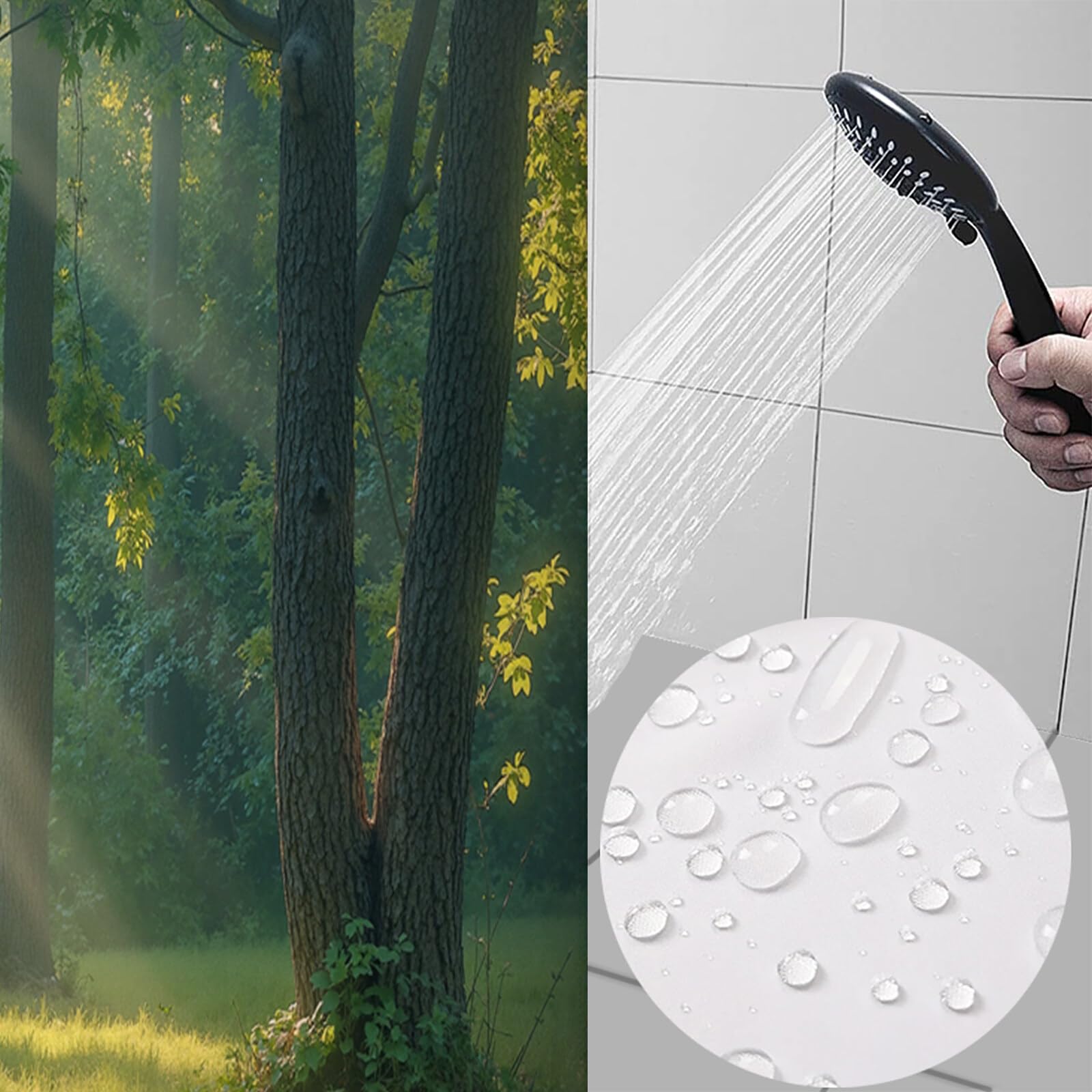Rideau Douche,Rideau Baignoire Lavable en Machine Rideaux Douche Tissus Lavable Rideau De Baignoire Lavable pour Salle De Bain Domicile Baignoire Famille,Forêt Ensoleillée,