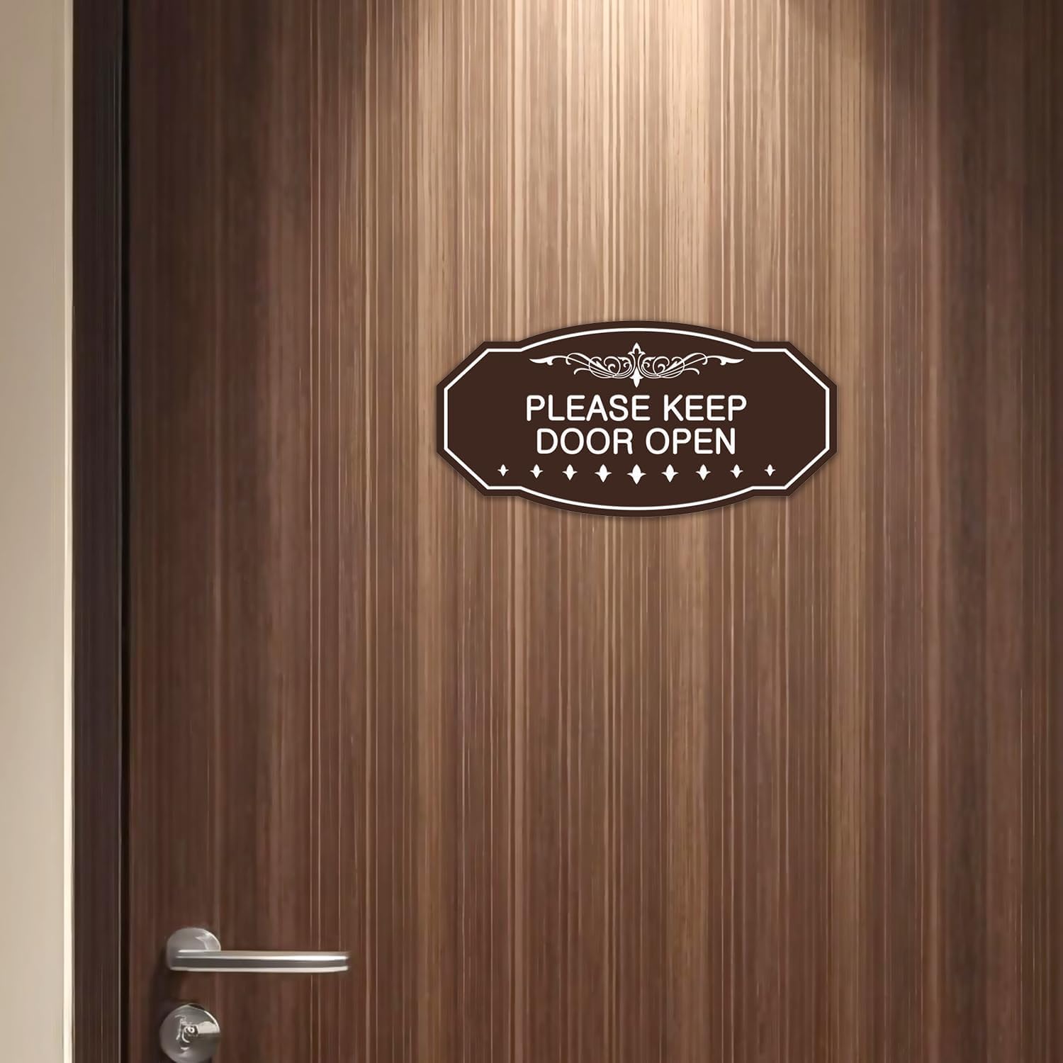 Victorian Please Keep Door Open Sign (Brushed Silver) - Large 2 Pack