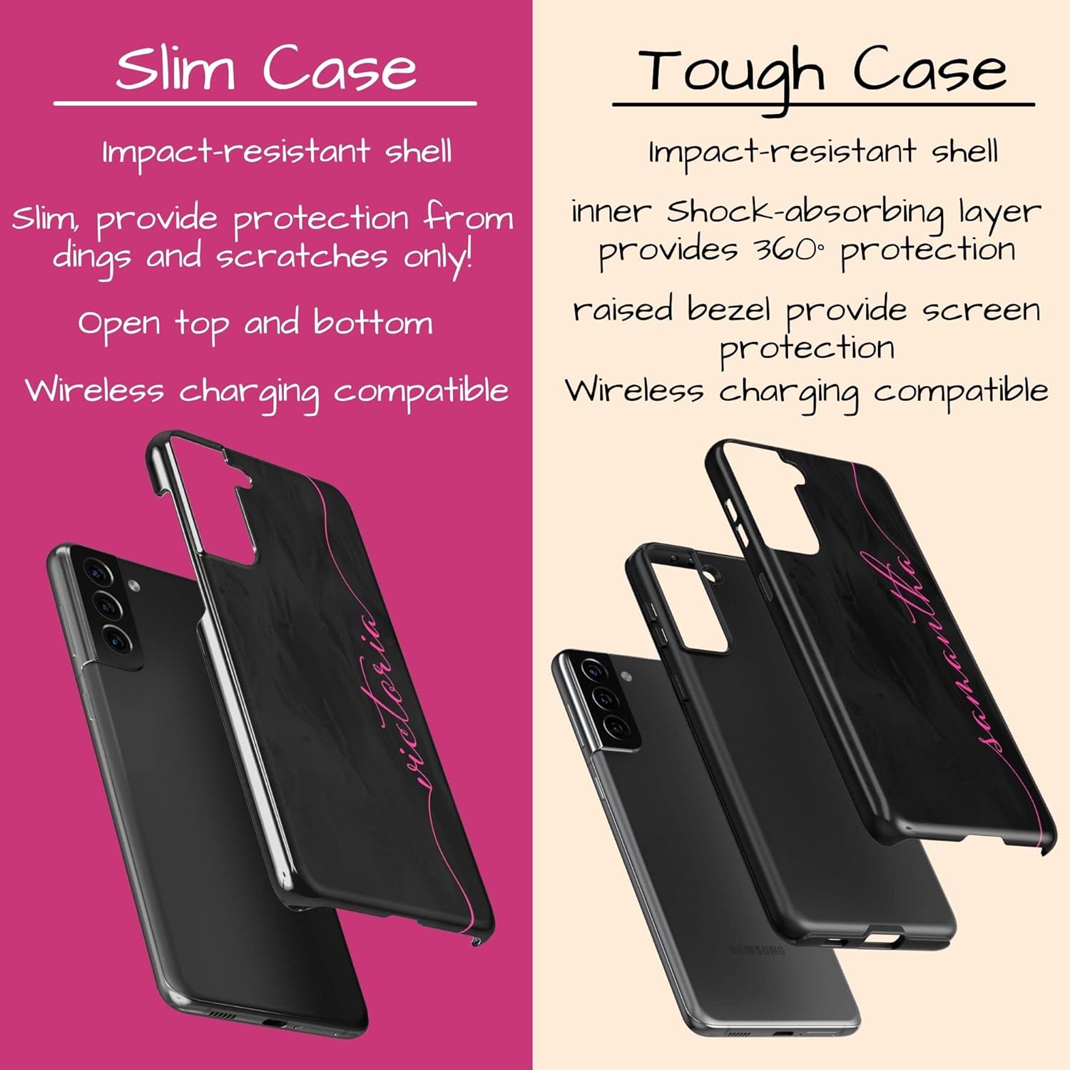 Custom Pink Calligraphy Case, Handwritten Personalized Name Case, Compatible with Samsung Galaxy S26 Ultra, S25 Plus, S24, S23, S22, S21, S20