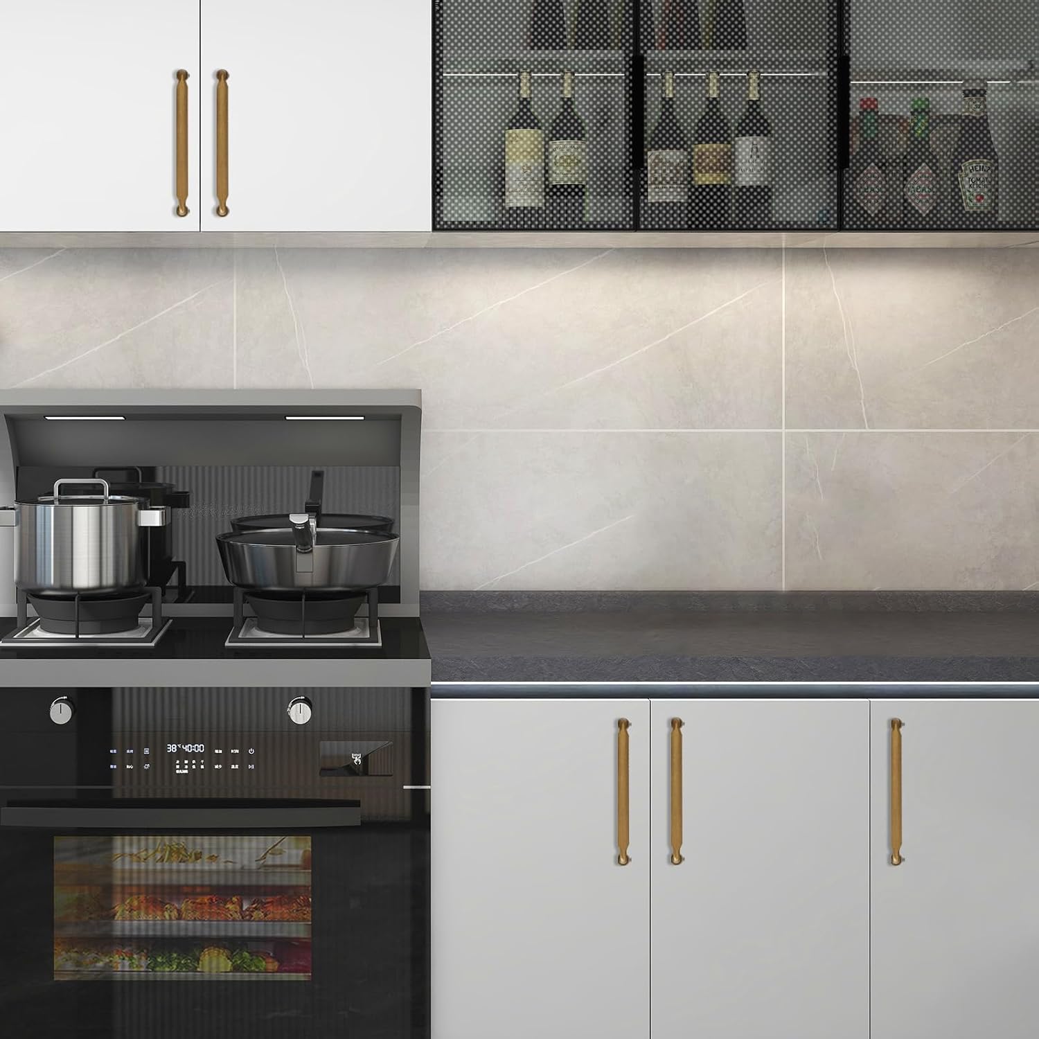 10 Pack 7-1/2 Inch Cabinet Pulls Antique Brass Kitchen Cabinet Handles Zinc Alloy Drawer Pulls Solid Cabinet Hardware