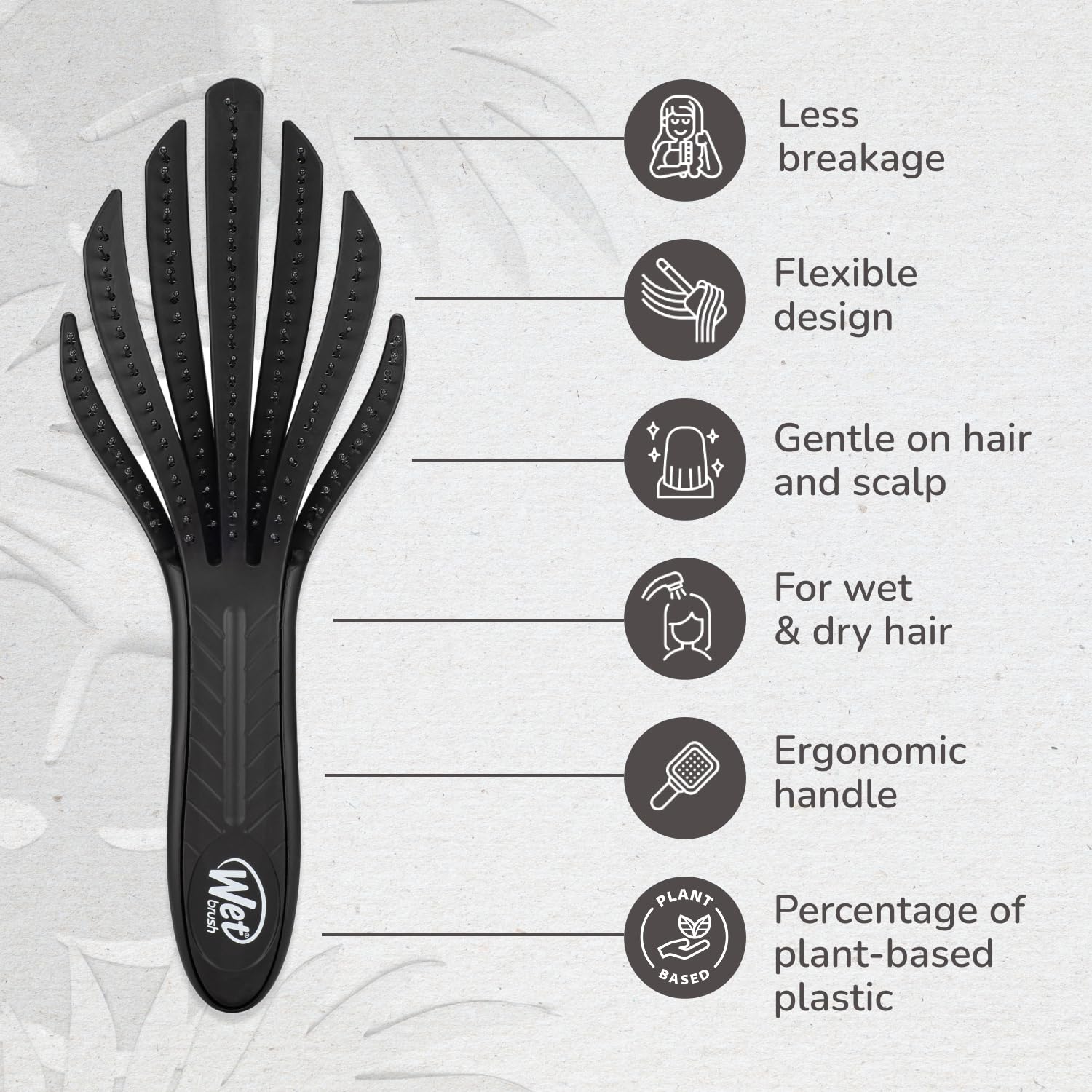 Wet Brush Go Green Curl IntelliFlex Detangling Hair Brush, Ultra Soft for Curly Hair, No Split Ends & Pain Free, 2 Pack, Black - Image 3