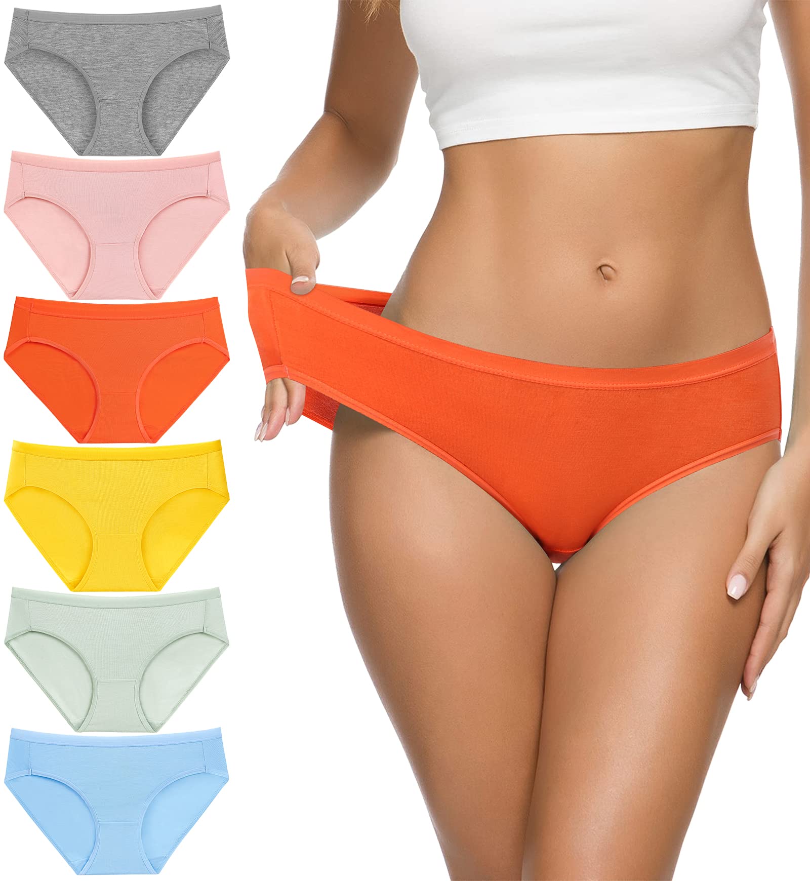 Eiggam - Mutandine bikini da donna in cotone, taglio alto, copertura completa, elasticizzate, biancheria intima fresca per le donne, Small