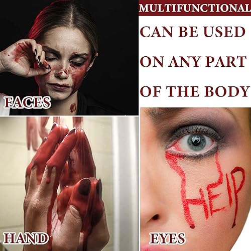 Miniatura 4 de Sangre falsa lavable, maquillaje de sangre falsa en escenario, efectos especiales realistas, sangre de Halloween para ojos, gotea, sangrado de