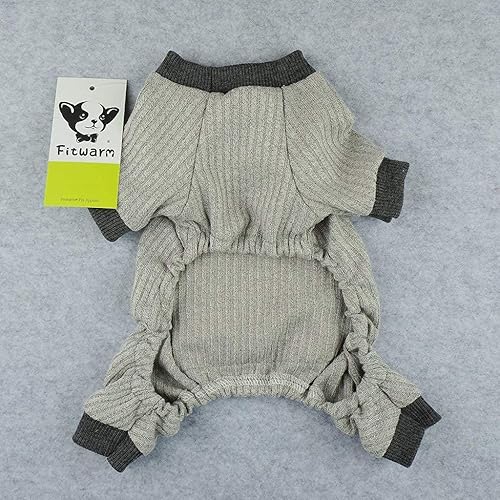 Miniatura 4 de Fitwarm Pijama de punto para perros, ropa para perros pequeños, hembra, niño, mameluco para mascotas con pies, traje de perro de color jaspeado,