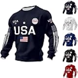 Men's American Flag Waffle Knit Sweatshirt USA Patriotic Crewneck Pullover 250th Anniversary 1776-2026 Casual Tops
