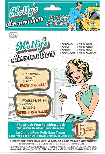 Miniatura 9 de Molly's - un maravilloso paño de limpieza, sin rayar, sin pelusa, paño de limpieza de microfibra, paño de pulido para vidrio, acero inoxidable, uso