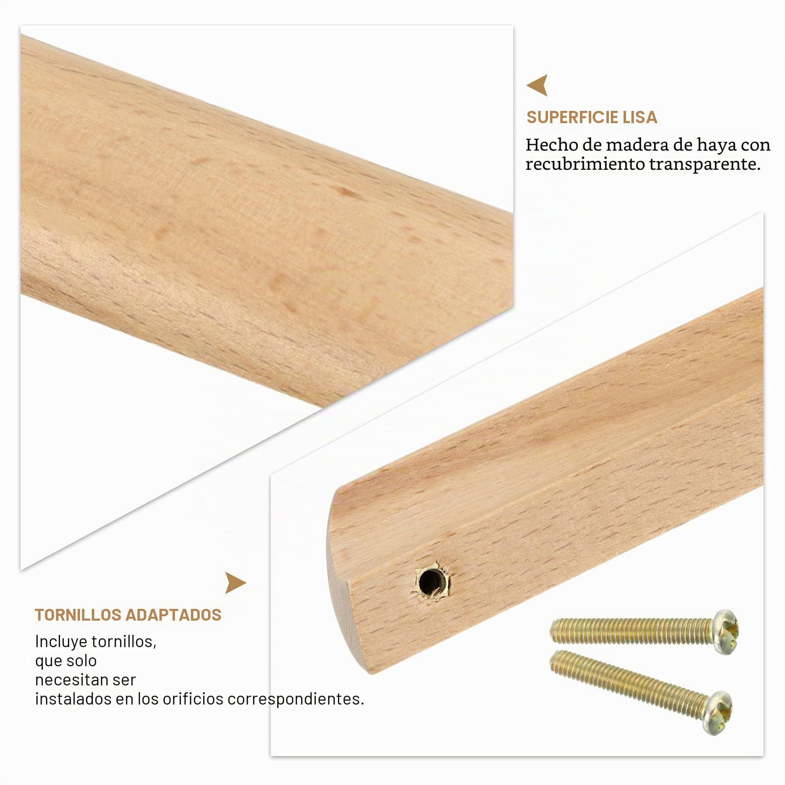 QUARKZMAN 12 Unidades de Tiradores de Cajón de Madera Distancia Entre Agujeros de 96 Mm/3.78" Pomos de Madera para Armarios de Cocina Muebles de Cajones Color Madera.