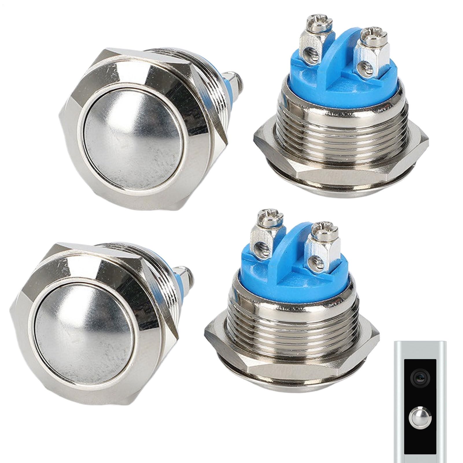 Pulsador de timbre de puerta, 4 botones de repuesto para timbre, accesorios impermeables para la actualización de casa, casa, casa, casa, casa, casa y garaje