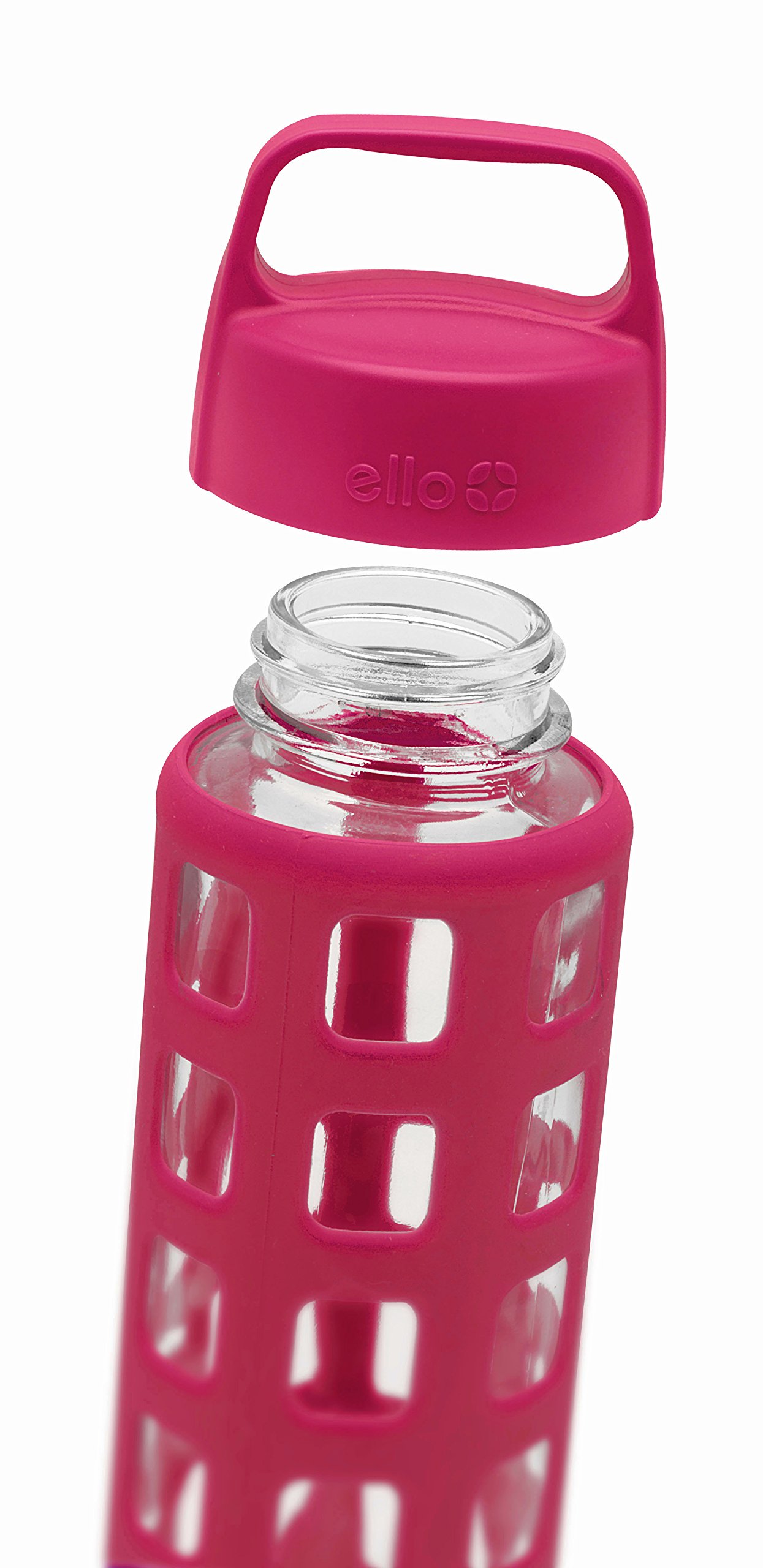 Ello Pure Glass Water Bottle。 Ello Pure Glass Water Bottle with Silicone Sleeve, 20 oz, Bold