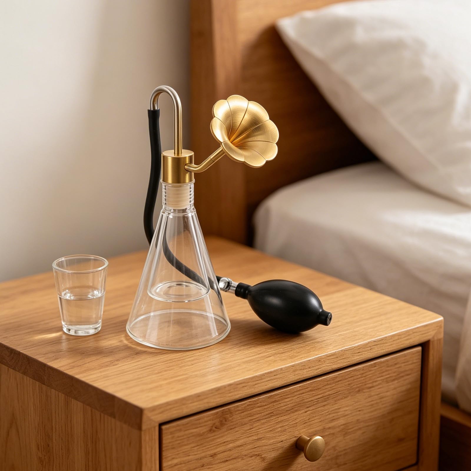 Tester szklanych butelek do aromaterapii: Przezroczysta butelka z podwójnymi ściankami do pobierania próbek z mosiężną pompką do spa, biura, ekspozycji zapachów – urządzenie dozujące
