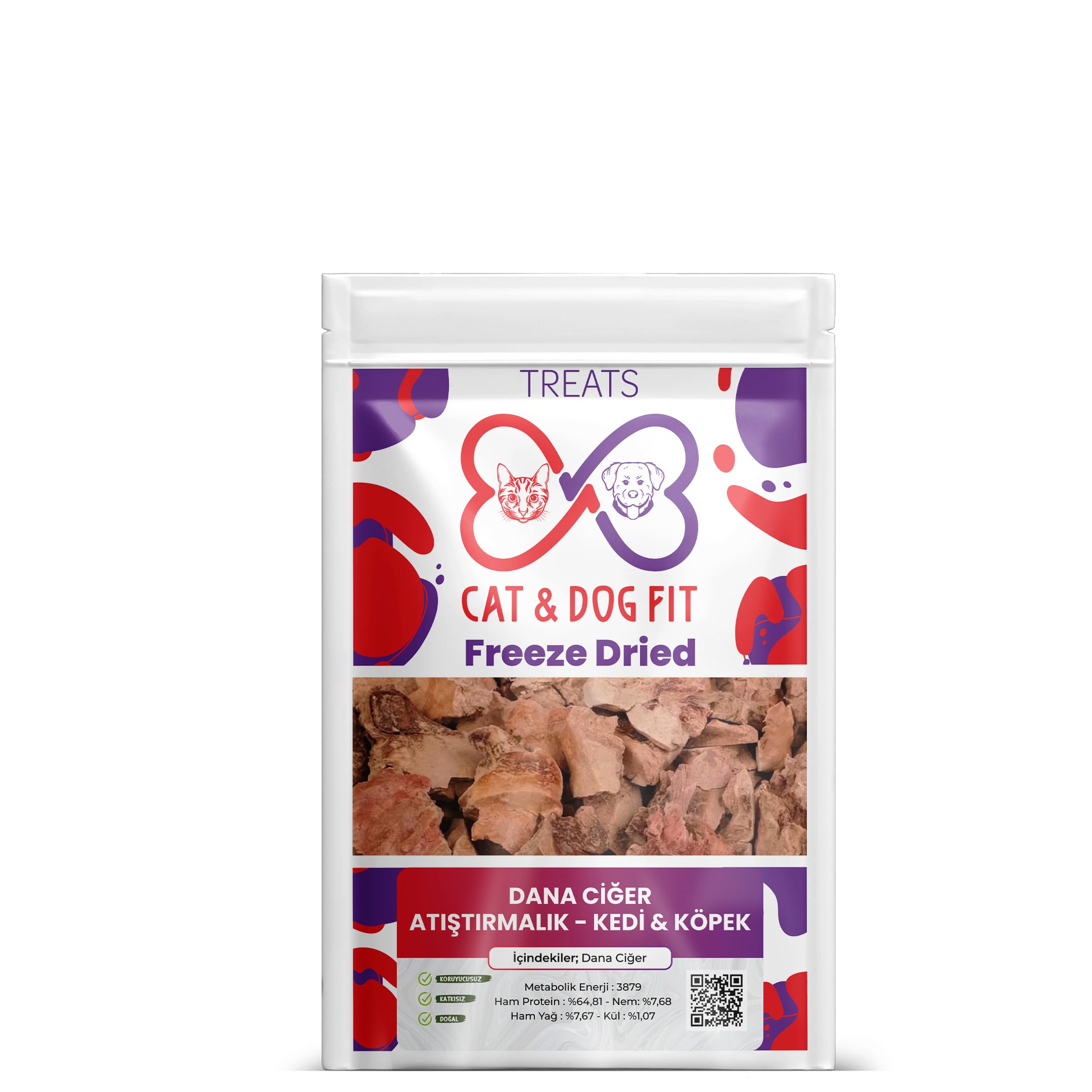 Freeze-Dried Dana Ciğer Kedi Atıştırmalık Mama%100 Doğal Katkısız Ödül Maması (1 Paket)