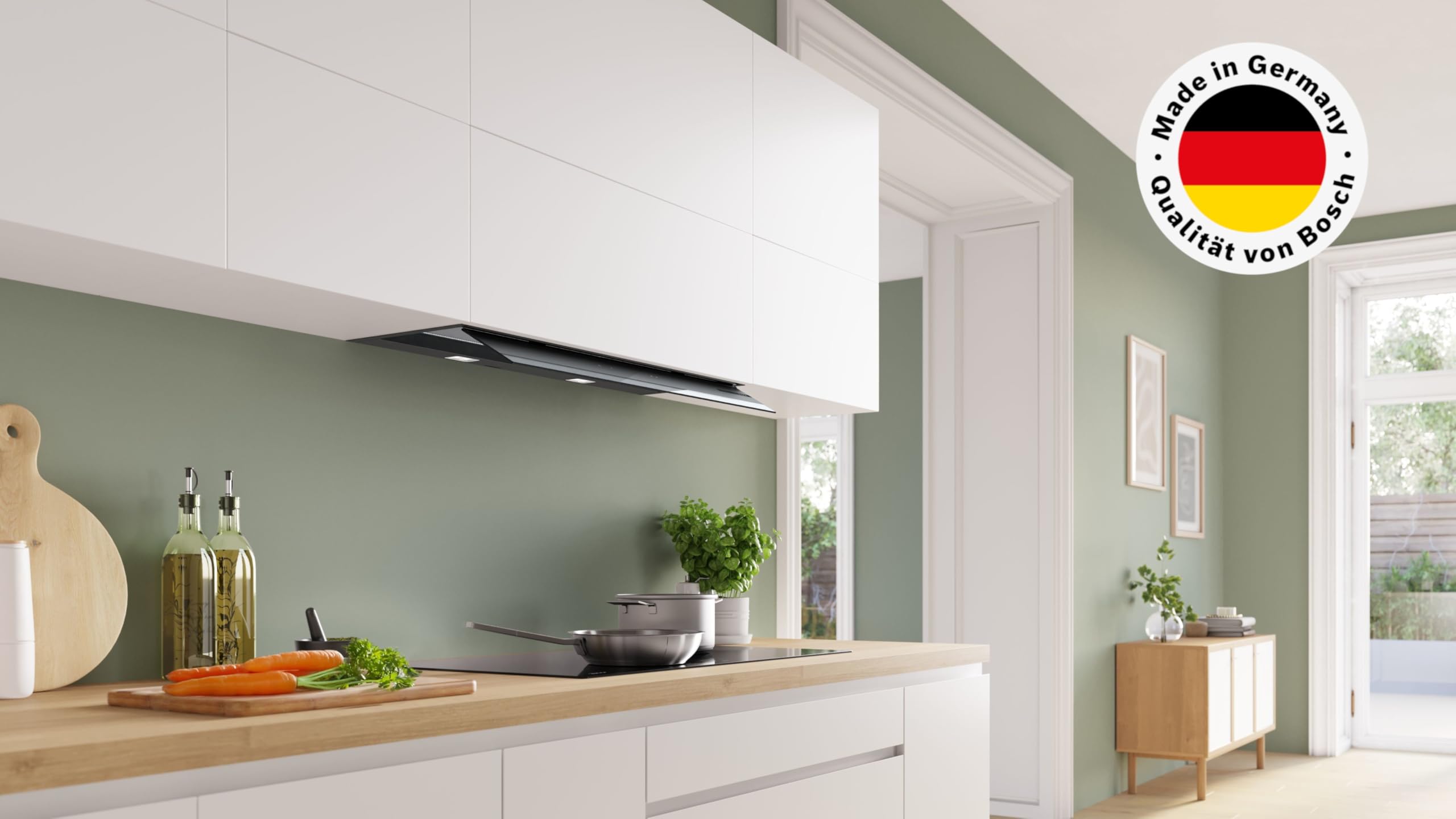 Bosch Serie 6 Integrierte Dunstabzugshaube 90 cm DBB97DP60 Abluft Umluft leiser Motor Mattschwarz