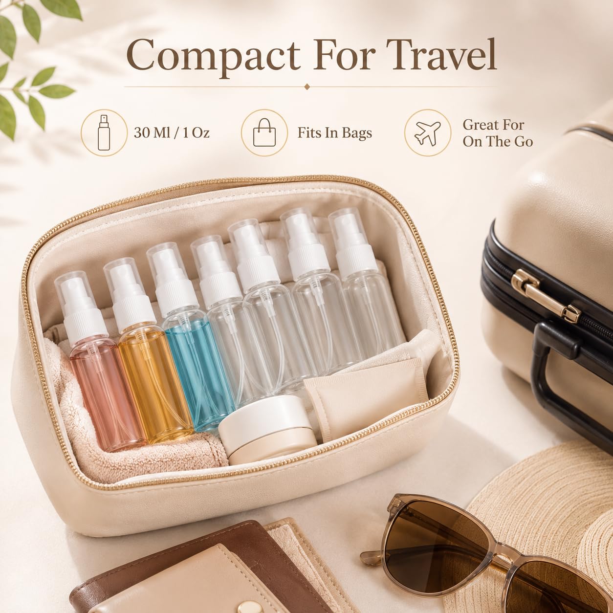 200 flaconi spray da viaggio, 30 ml, in plastica trasparente, mini flaconi spray per profumi e cosmetici, formato da viaggio con 10 imbuti, comodi ricaricabili, design a prova di perdite