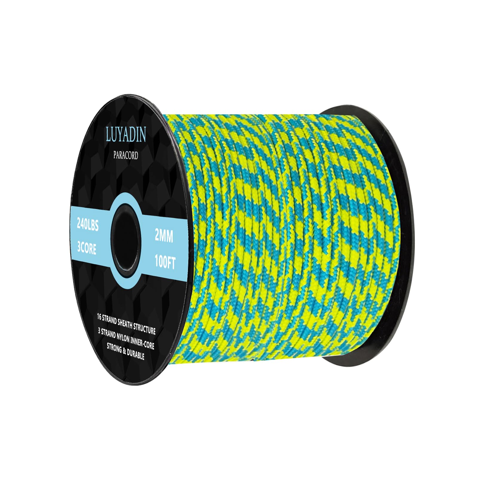 LUYADIN Paracord 240lb - Diameter 2mm Micro Utility Cord -3 Strand Parachute Spool Cord - 100ft 200ft,Paracord for Camping,Hiking,Fishing,Outdoor and DIY — image 1