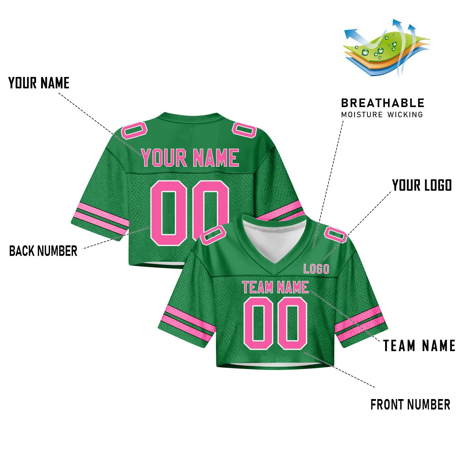 Personalisiert American Football Trikot für Damen Custom Jerseys mit Name Nummer Logo Personalisierte Spieltrikots T-Shirt Kurz Atmungsaktiv Training Sporthemden