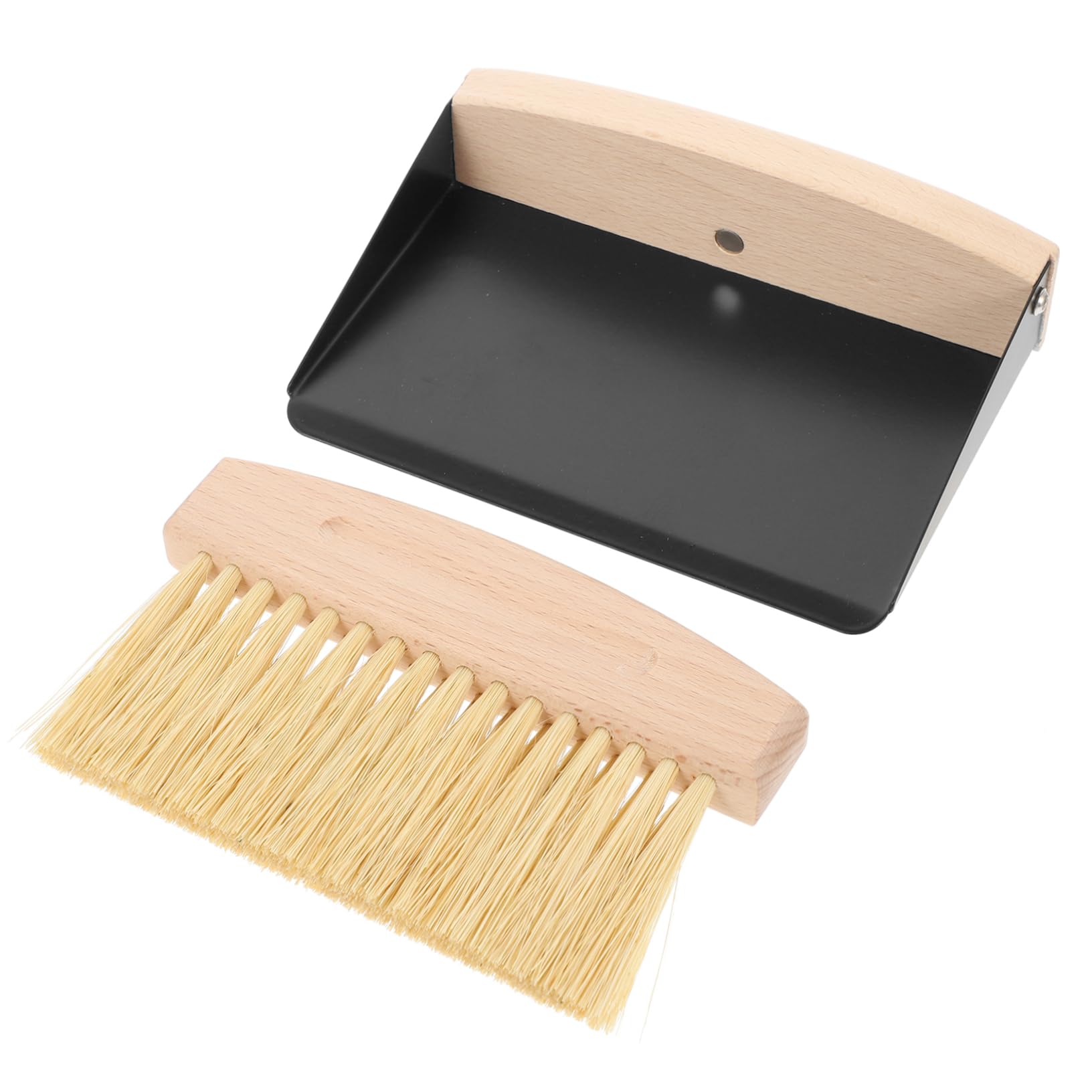 Cabilock 1 Set Small Broom Dustpan Keyboard Cleaning Brush Cleaning Dust Pan Tiny Containers Mini Broom Desktop Drawers Espresso Grounds Cleaning Brush with Dustpan Cleaning Kit Beech Black