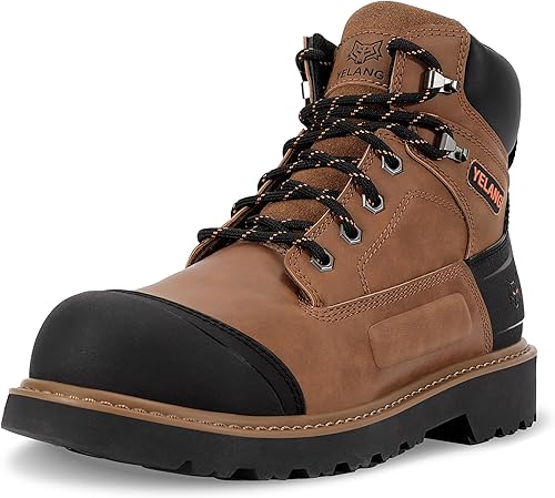 Yelang Botas de trabajo de seguridad con punta de acero para hombre, zapatos de utilidad de perforación antideslizantes de 6 pulgadas para