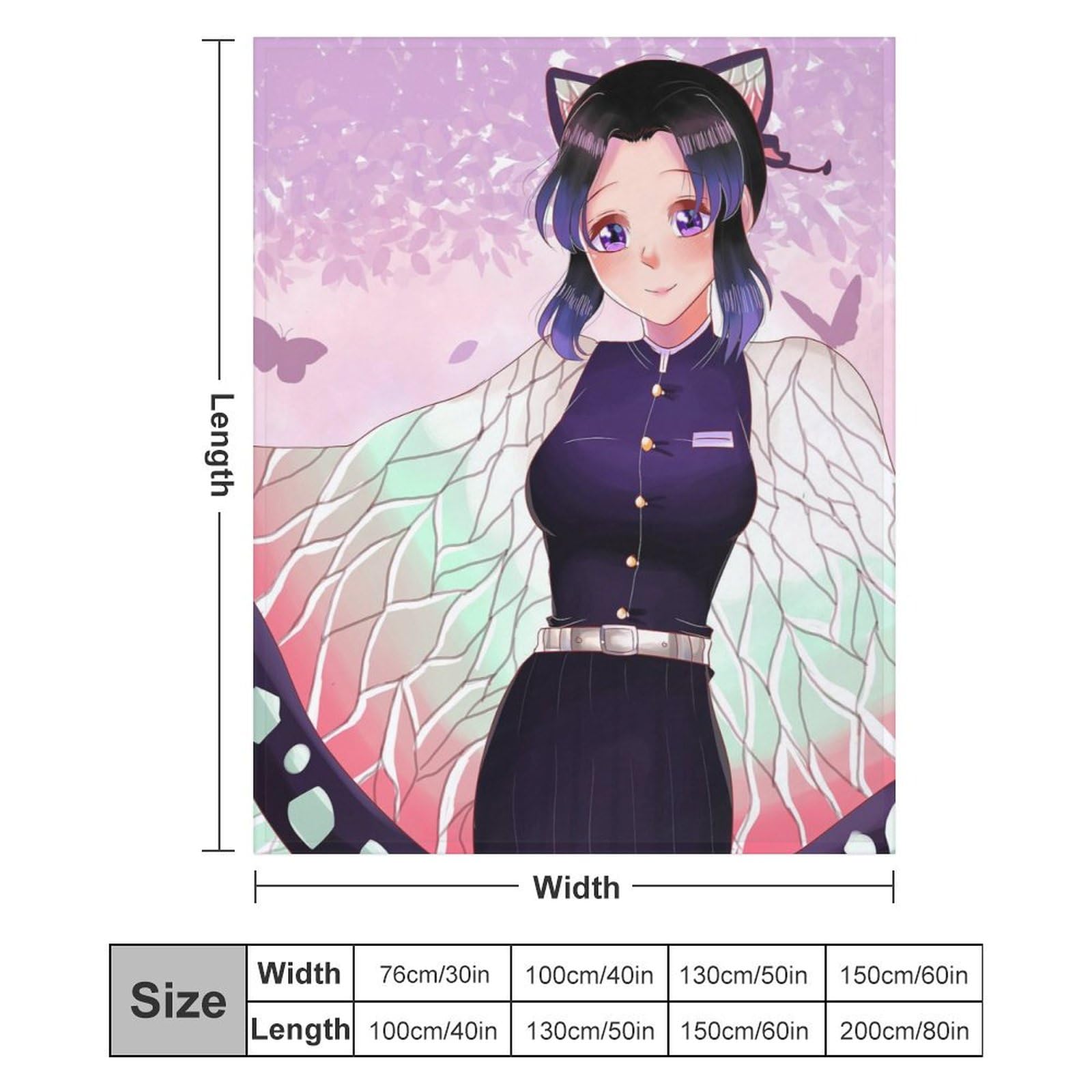 Amazon｜毛布 鬼滅の刃 虫柱 胡蝶 しのぶ ブランケット ひざ掛け 掛け